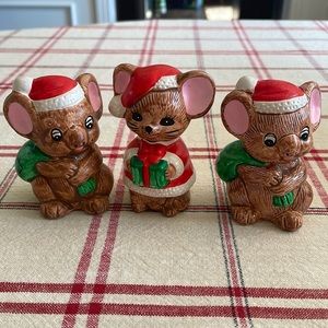 Set of three Mice Christmas figurines.